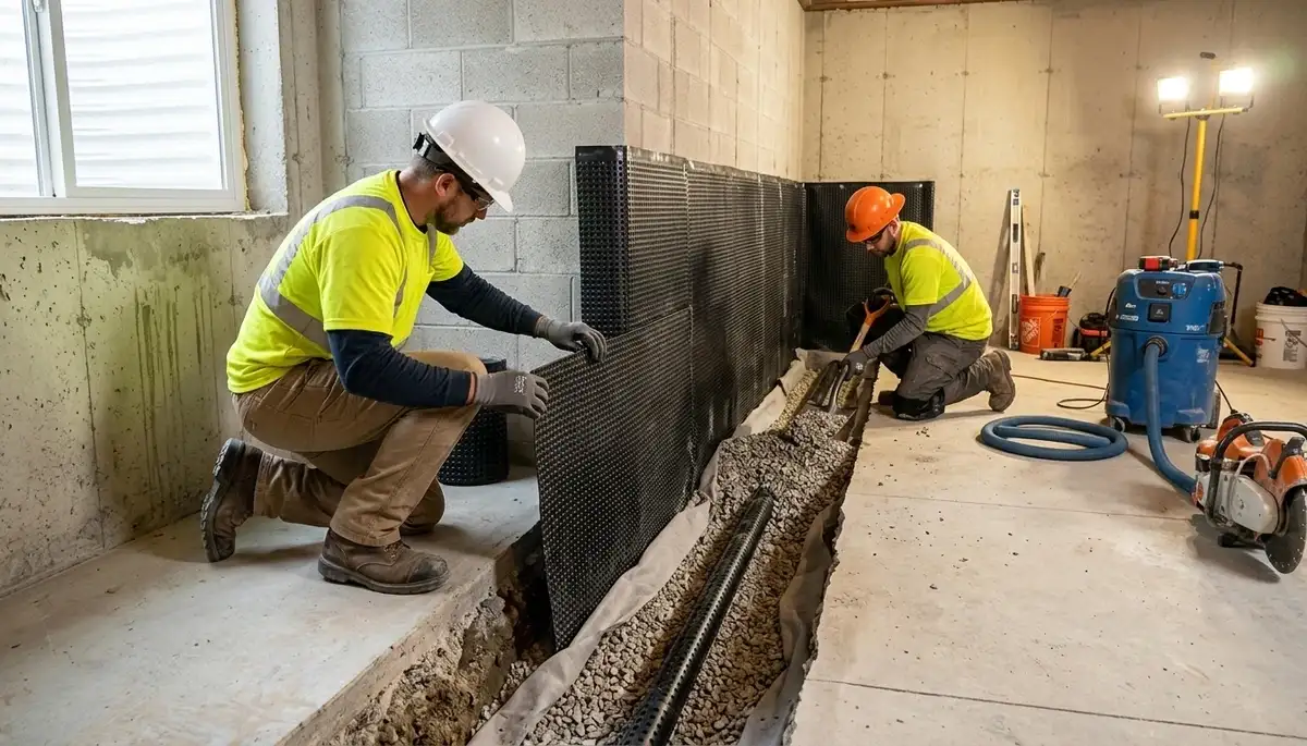 Basement waterproofing service for Sioux Falls, SD homes to prevent water damage